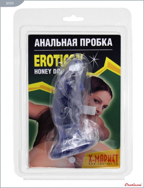 Синяя анальная пробка-фаллос - 13 см., Eroticon