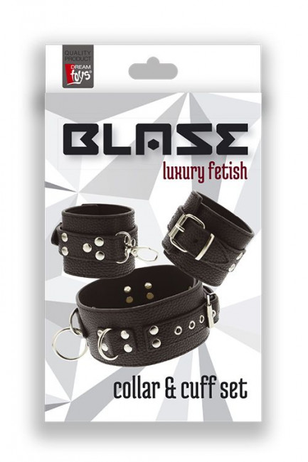 Черный ошейник с манжетами для рук COLLAR & CUFF SET Черный ошейник с манжетами для рук COLLAR & CUFF SET