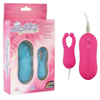 Розовый вибростимулятор с усиками Angel Baby NIpple&Cock clips , Howells