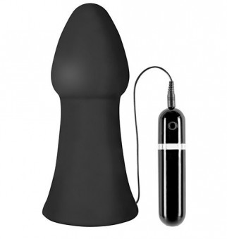 Большая чёрная вибропробка MENZSTUFF VIBRATING BUTTCRASHER CONED - 20 см., Dream Toys