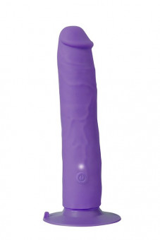 Фиолетовый вибратор-реалистик на присоске PURRFECT SILICONE ONE TOUCH - 20,5 см., Dream Toys