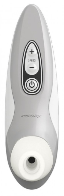 Бело-серебристый бесконтактный стимулятор клитора Womanizer Pro40, Womanizer