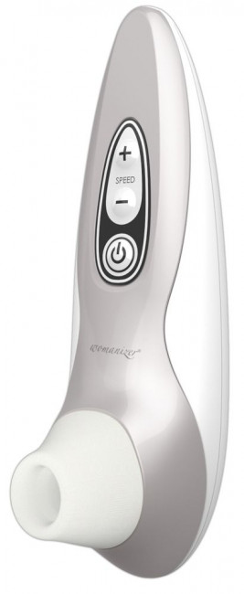 Бело-серебристый бесконтактный стимулятор клитора Womanizer Pro40, Womanizer