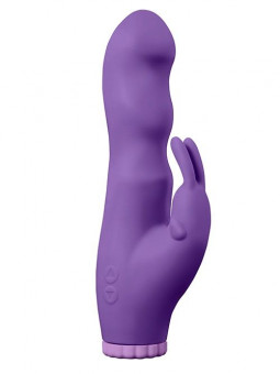 Фиолетовый вибратор с клиторальным стимулятором PURRFECT SILICONE DELUXE RABBIT 100FNCT - 20 см., Dream Toys