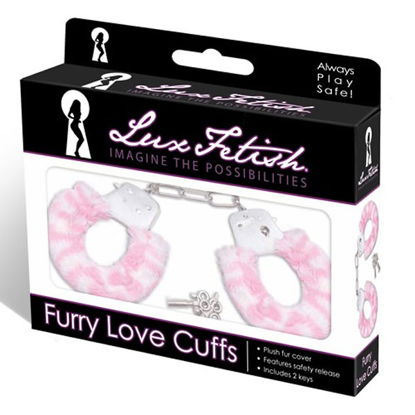 Розовые леопардовые меховые наручники, Lux Fetish