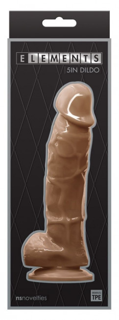 Кофейный фаллоимитатор с мошонкой на присоске 5 Inch Dildo - 17,5 см., NS Novelties