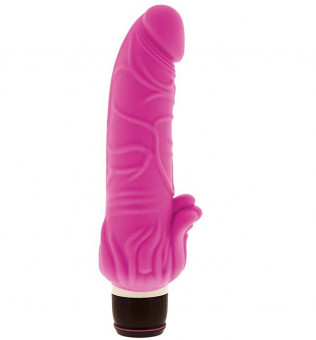 Розовый вибратор с лепестками у основания PURRFECT SILICONE CLASSIC 7INCH PINK - 18 см., Dream Toys
