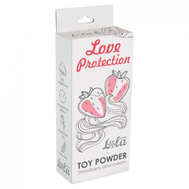 Пудра для игрушек Love Protection с ароматом клубники со сливками - 30 гр., Lola toys Пудра для игрушек Love Protection с ароматом клубники со сливками - 30 гр., Lola toys