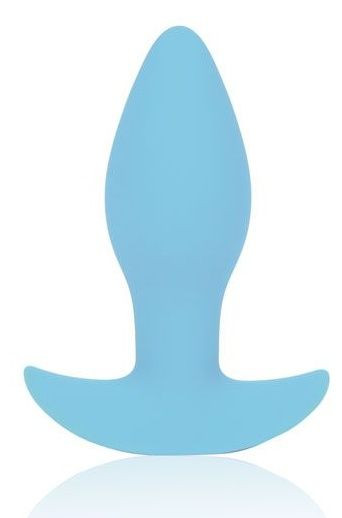 Голубая коническая анальная вибровтулка с ограничителем - 8,5 см., Bior toys