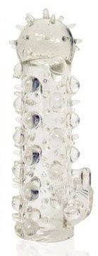 Закрытая прозрачная насадка Crystal sleeve с усиками и пупырышками - 13,5 см., Bior toys