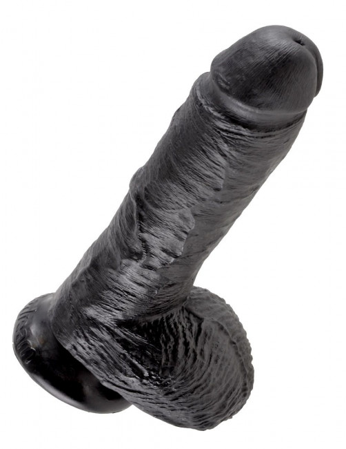 Чёрный фаллоимитатор 8" Cock with Balls - 21,3 см., Pipedream