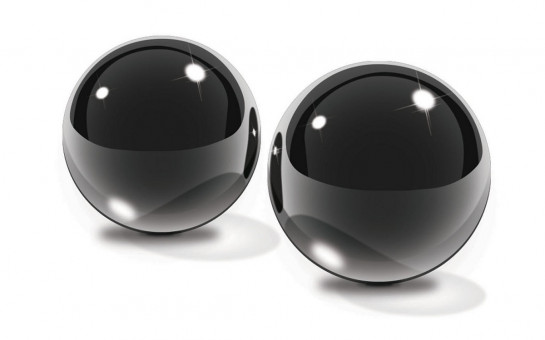 Черные стеклянные вагинальные шарики Small Black Glass Ben-Wa Balls, Pipedream