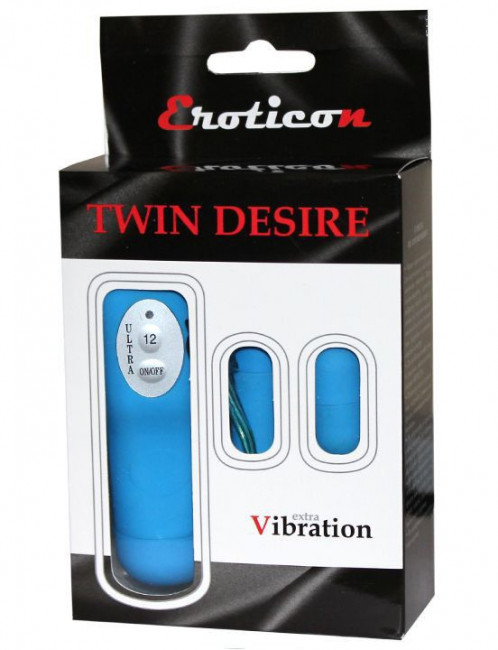Два голубых виброяйца Twin Desire с пультом, Eroticon Два голубых виброяйца Twin Desire с пультом, Eroticon