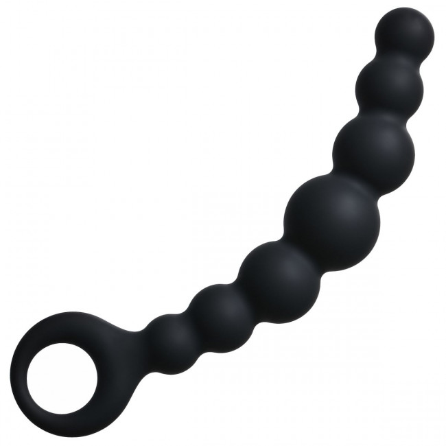Чёрная упругая анальная цепочка Flexible Wand - 18 см., Lola toys