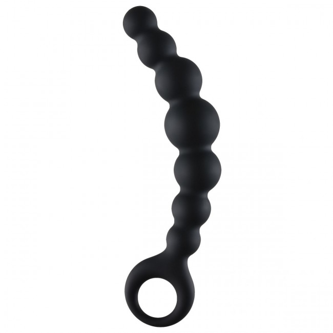 Чёрная упругая анальная цепочка Flexible Wand - 18 см., Lola toys