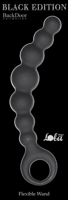 Чёрная упругая анальная цепочка Flexible Wand - 18 см., Lola toys