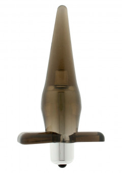Дымчатая анальная пробка Power Buttplug с вибрацией - 12 см., Toy Joy
