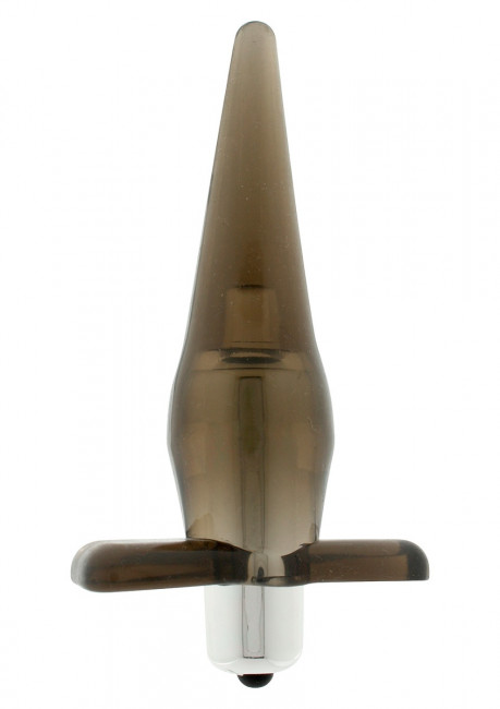 Дымчатая анальная пробка Power Buttplug с вибрацией - 12 см., Toy Joy Дымчатая анальная пробка Power Buttplug с вибрацией - 12 см., Toy Joy