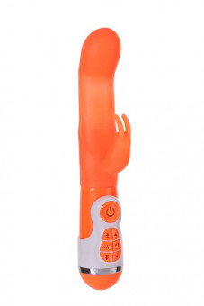 Оранжевый вибратор с клиторальной стимуляцией INSTYLE DUO VIBRATOR 5.5INCH - 14 см., NMC