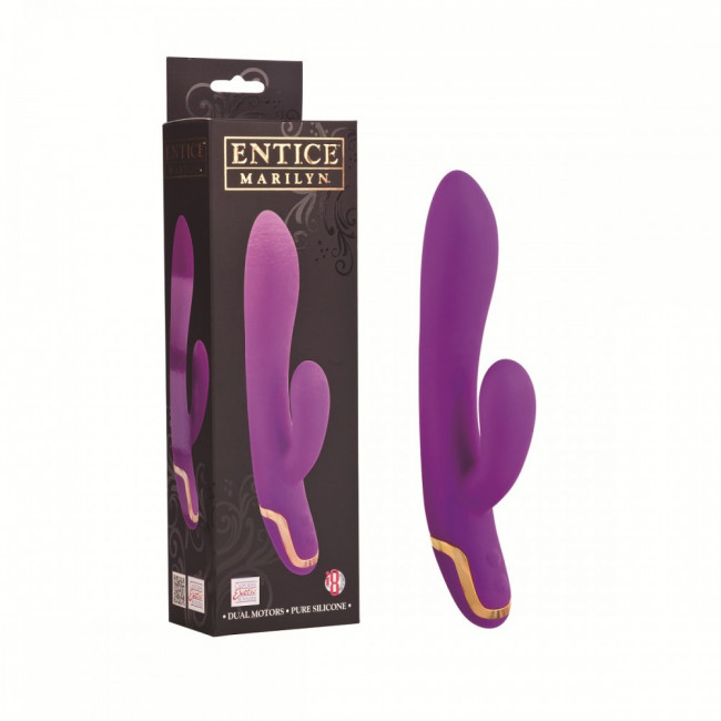 Лиловый вибратор Entice Marilyn с клиторальным стимулятором - 20 см., California Exotic Novelties