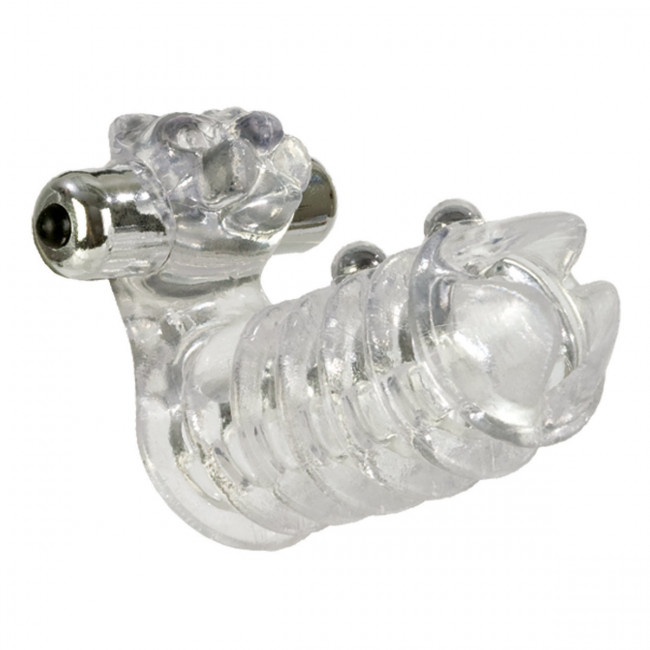 Вибронасадка с клиторальным стимулятором Jaguar Enhancer with Beads, California Exotic Novelties