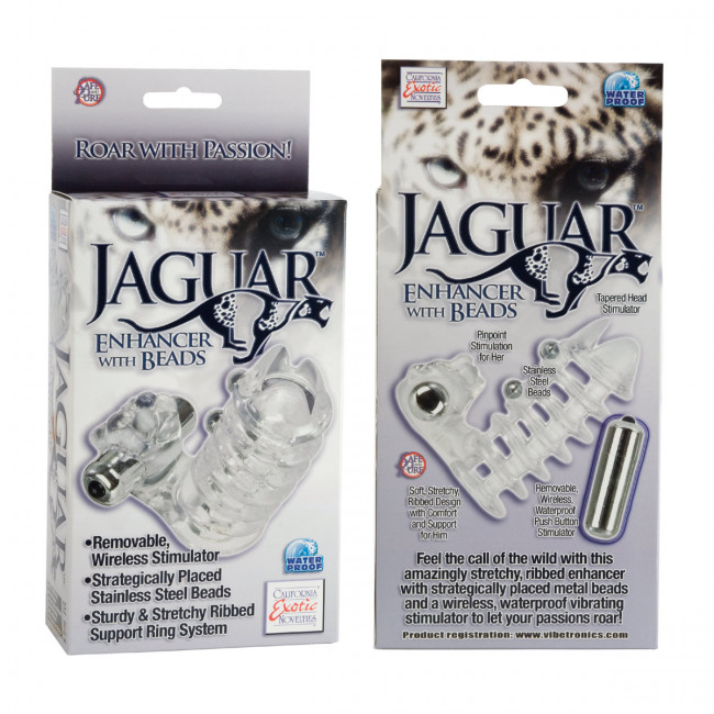 Вибронасадка с клиторальным стимулятором Jaguar Enhancer with Beads, California Exotic Novelties