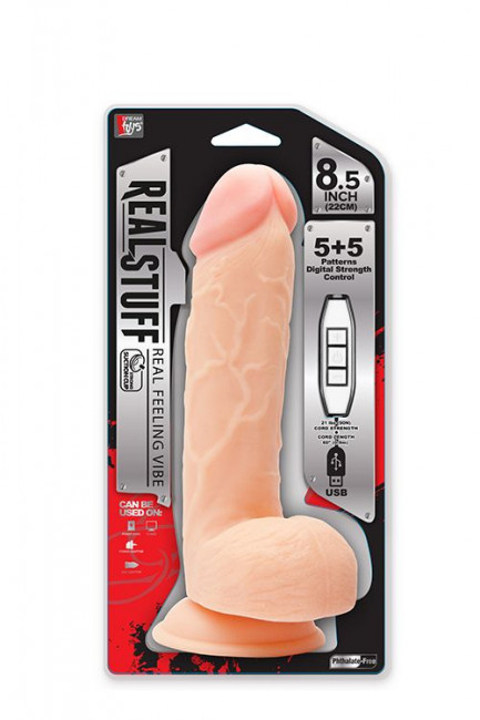 Телесный USB-вибратор REALSTUFF 8.5INCH - 22 см., Dream Toys