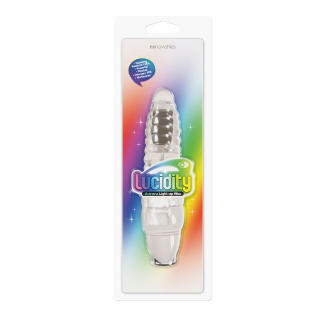 Прозрачный вибромассажёр Aurora Light Up - 18,4 см., NS Novelties Прозрачный вибромассажёр Aurora Light Up - 18,4 см., NS Novelties