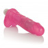 Розовый вибратор с мошонкой Glitter Gels Vibrating Dong with Balls - 15 см., California Exotic Novelties