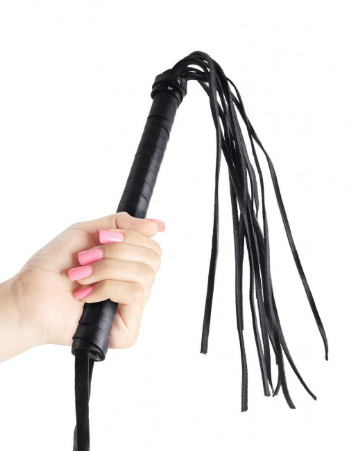 Чёрная кожаная плетка Cat-O-Nine Tails - 46,4 см., Pipedream