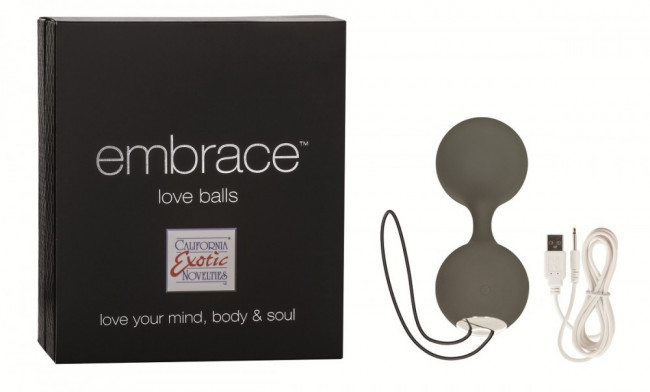 Вагинальные шарики Embrace серого цвета с вибрацией, California Exotic Novelties