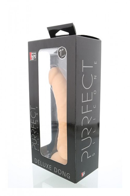 Телесный фаллоимитатор на присоске PURRFECT SILICONE DELUXE DONG 7INCH - 18 см., Dream Toys