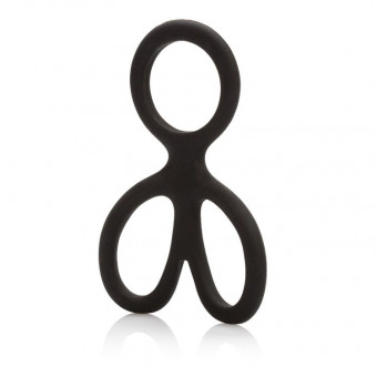 Чёрное эрекционное кольцо с подхватами для мошонки Silicone Ball Spreader, California Exotic Novelties
