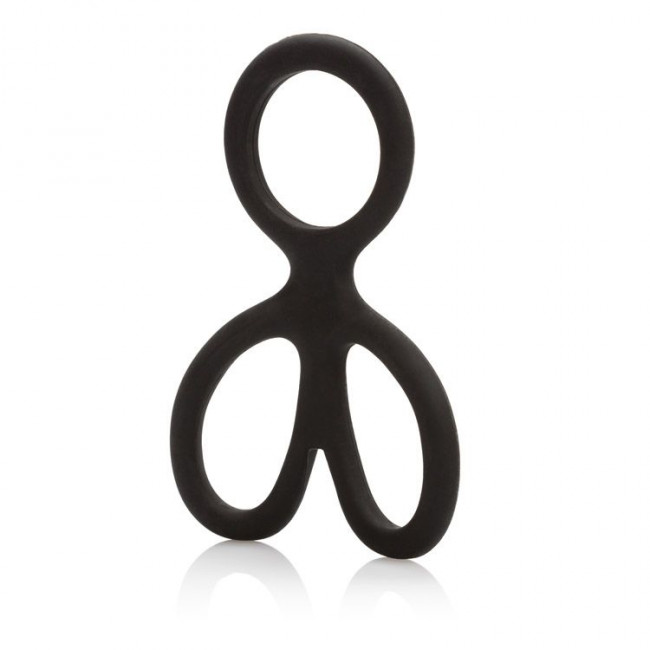 Чёрное эрекционное кольцо с подхватами для мошонки Silicone Ball Spreader, California Exotic Novelties Чёрное эрекционное кольцо с подхватами для мошонки Silicone Ball Spreader, California Exotic Novelties