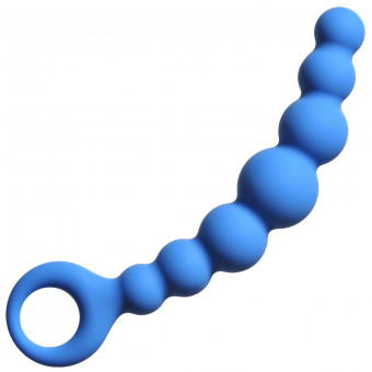 Синяя упругая анальная цепочка Flexible Wand - 18 см., Lola toys