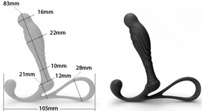 Малый черный массажер простаты ZINI JANUS ANTI-SHOCK, ZINI
