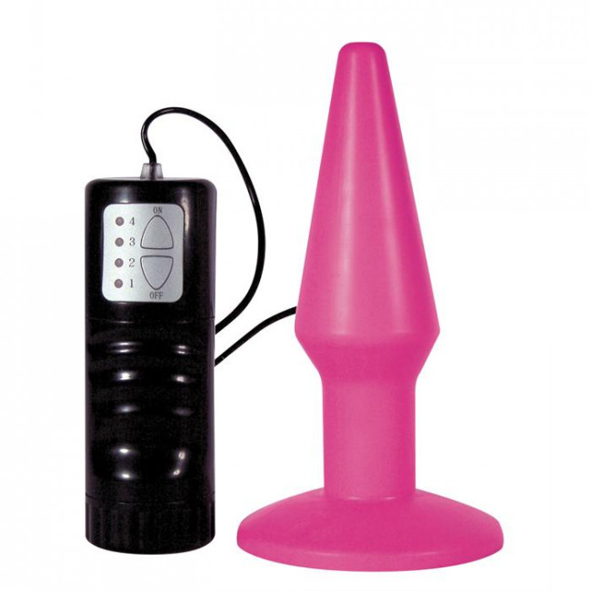 Розовая анальная пробка с вибрацией Brutal Pink Plug Medium - 14 см., Toy Joy Розовая анальная пробка с вибрацией Brutal Pink Plug Medium - 14 см., Toy Joy