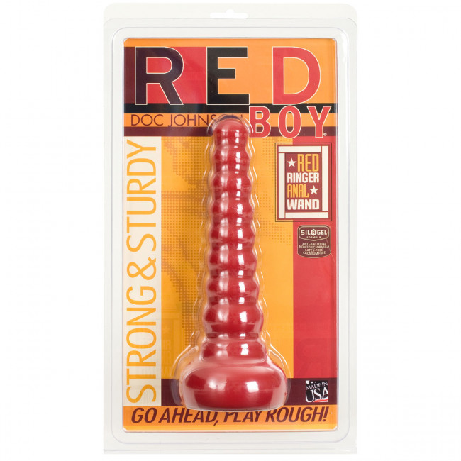 Ребристая анальная втулка Red Boy Anal Wand Butt Plug - 21,3 см., Doc Johnson