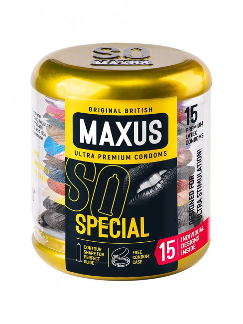 Презервативы с точками и рёбрами в металлическом кейсе MAXUS Special - 15 шт., Maxus