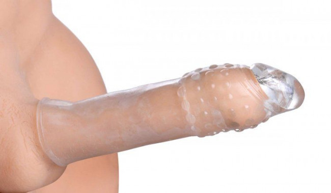 Удлиняющая насадкаThick Stick Clear Textured Penis Extender - 17,8 см., XR Brands