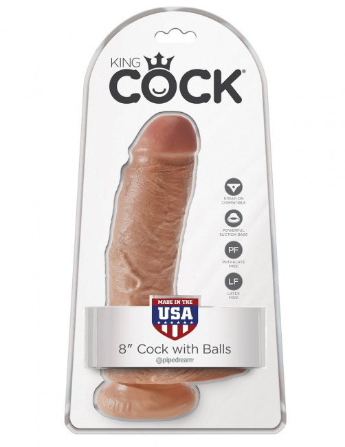 Фаллоимитатор-мулат 8" Cock with Balls - 21,3 см., Pipedream