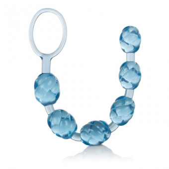 Голубая анальная цепочка Swirl Pleasure Beads - 20 см., California Exotic Novelties