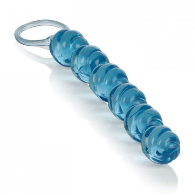 Голубая анальная цепочка Swirl Pleasure Beads - 20 см., California Exotic Novelties