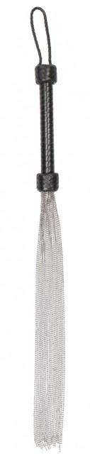 Черная многохвостая металлическая плеть Silver Ball Chain Flogger - 76 см.