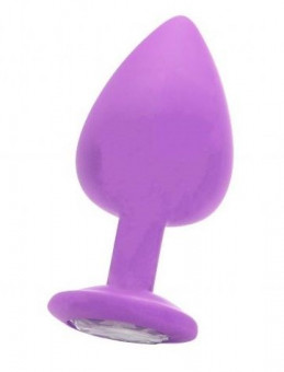 Фиолетовая анальная пробка OUCH! Extra Large Diamond Butt Plug с кристаллом - 9,3 см., Shots Media BV