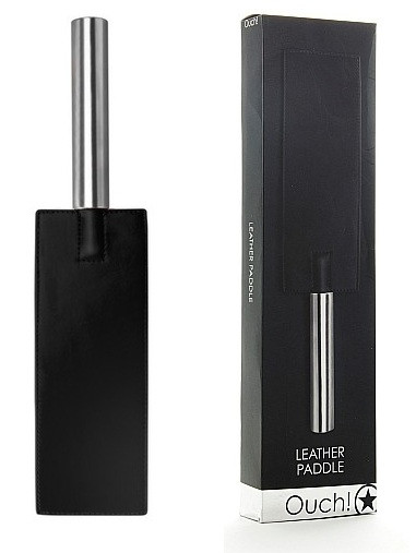 Чёрная прямоугольная шлёпалка Leather Paddle - 35 см., Shots Media BV Чёрная прямоугольная шлёпалка Leather Paddle - 35 см., Shots Media BV