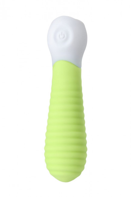 Лаймовый мини-вибратор S-HANDE MINI 2 с ребрами - 11,8 см., S-HANDE