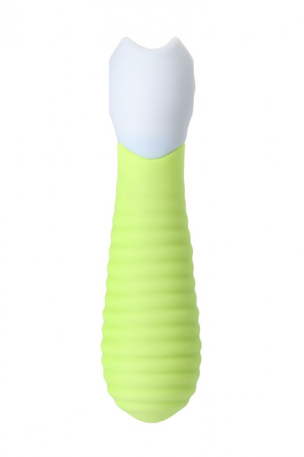 Лаймовый мини-вибратор S-HANDE MINI 2 с ребрами - 11,8 см., S-HANDE