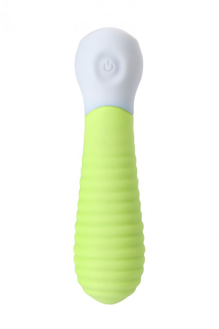 Лаймовый мини-вибратор S-HANDE MINI 2 с ребрами - 11,8 см., S-HANDE