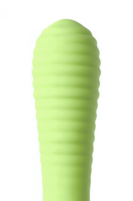 Лаймовый мини-вибратор S-HANDE MINI 2 с ребрами - 11,8 см., S-HANDE
